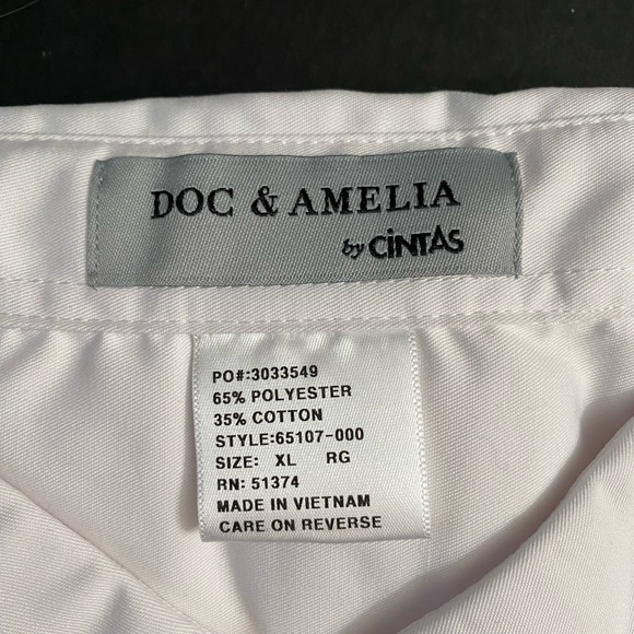 DOC & AMELIA By CiNTAS White Long-Sleeve Button-Down WORK SHIRT Men’s Sz XL - Picture 3 of 4